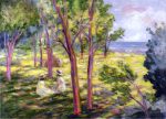 Two Girls in a Landscape by Henri Lebasque - Hand-Painted Oil Painting on Canvas Hot on Sale