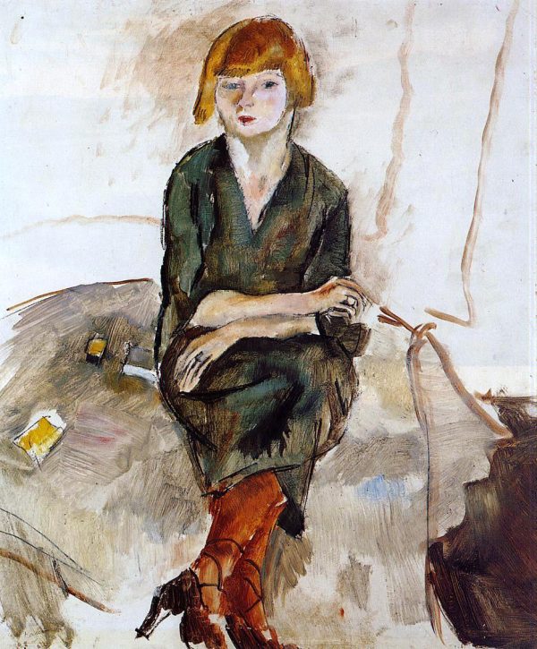 Young English Woman by Jules Pascin - Hand-Painted Oil Painting on Canvas Fashion