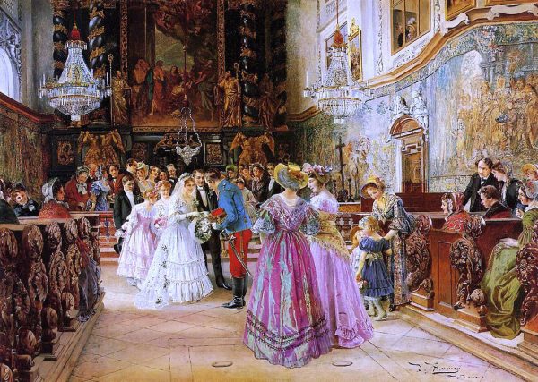 The Wedding by Johann Hamza - Hand-Painted Oil Painting on Canvas For Discount