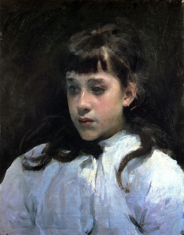 Young Girl Wearing a White Muslin Blouse by John Singer Sargent - Hand-Painted Oil Painting on Canvas Fashion