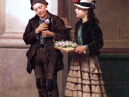 The Flower Girl by John George Brown - Hand-Painted Oil Painting on Canvas Online Sale