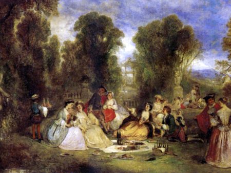 The Garden Party by Henry Andrews - Hand-Painted Oil Painting on Canvas For Discount