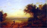 The Return Home: Landscape with Shepherd and Sheep by Jasper Francis Cropsey - Hand-Painted Oil Painting on Canvas Fashion