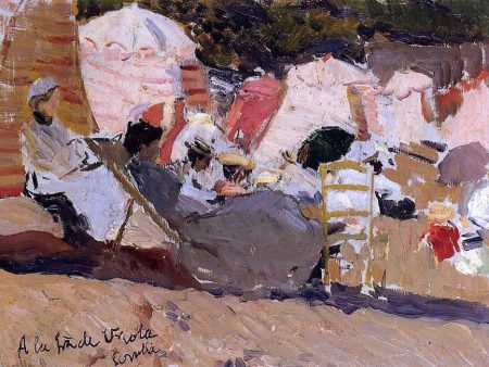 The Beach at Biarritz by Joaquin Sorolla Y Bastida - Hand-Painted Oil Painting on Canvas Discount