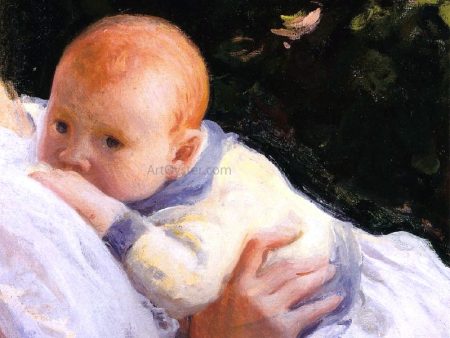 Theodore Lambert DeCamp as an Infant by Joseph DeCamp - Hand-Painted Oil Painting on Canvas For Sale