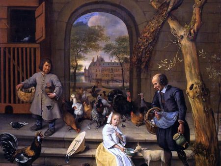 The Poultry Yard by Jan Steen - Hand-Painted Oil Painting on Canvas Online Hot Sale