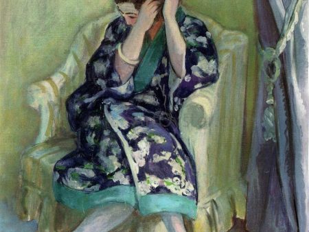 Woman adjuxting her hair by Henri Lebasque - Hand-Painted Oil Painting on Canvas Sale