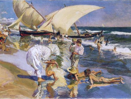 Valencia Beach in the Morning Light by Joaquin Sorolla Y Bastida - Hand-Painted Oil Painting on Canvas Discount