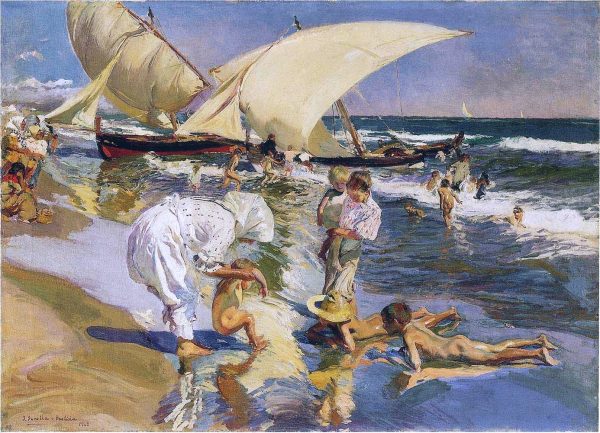 Valencia Beach in the Morning Light by Joaquin Sorolla Y Bastida - Hand-Painted Oil Painting on Canvas Discount