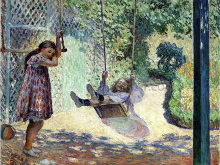 The Swing by Henri Lebasque - Hand-Painted Oil Painting on Canvas For Sale