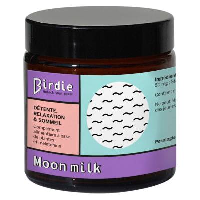 Birdie Nutrition „Moon Milk“ vanilės skonio geriamieji milteliai kokybiškam miegui, 75 g. Online now