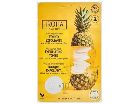 Veidą skaistinantys padeliai Iroha Nature Exfoliating & Brightening Toner Pad Pineapple PIN12, giliai valantys ir skaistinantys veido odą, 10 vnt. Online